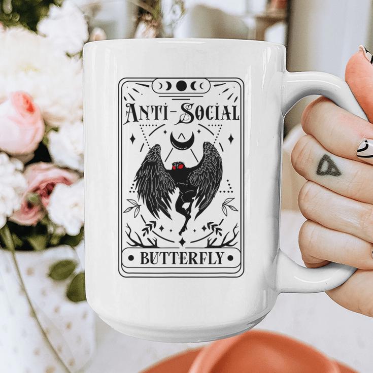 Introvert Apparel Emporium Mothman Tarot Card Antisocial Butterfly Cryptozoologist -Adults Grey Graphic Print Coffee Mug Introvert Apparel Emporium Mothman Tarot Card Antisocial Butterfly Cryptozoologist -Adults Grey Graphic Print Coffee Mug