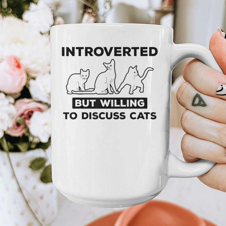Introverted But Willing To Discuss Cats Introvert Shy Graphic Print Coffee Mug