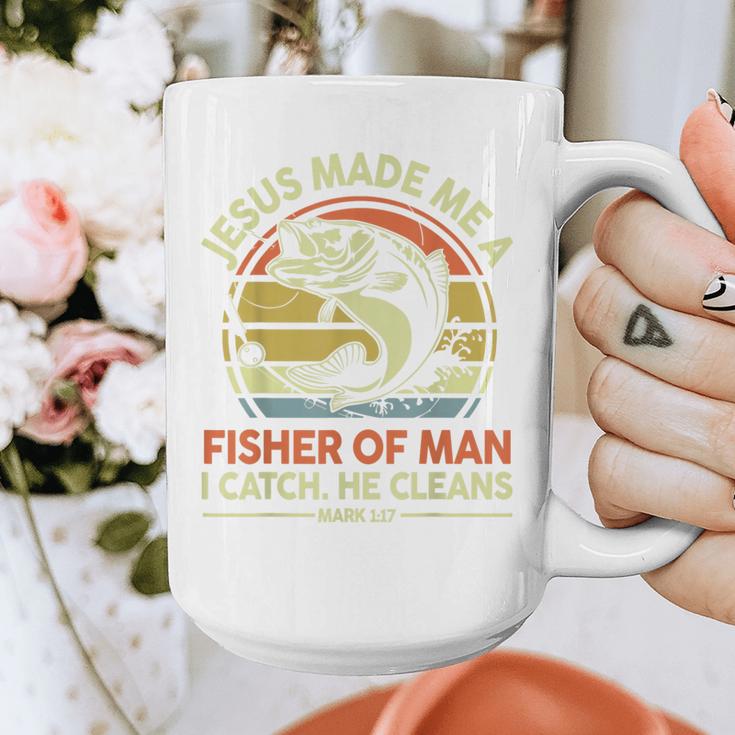 Jesus Made Fisher Man Christian Fishing Bass Fish Dad Graphic Print Coffee Mug