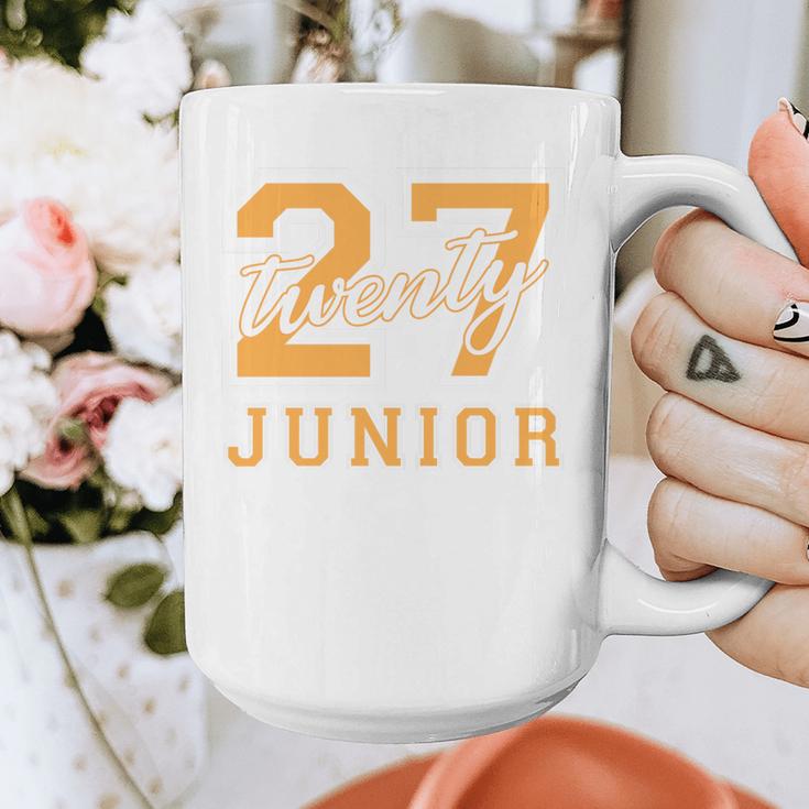 Junior Class 2027 Graduation Back To School Orange Letters Premium Tri-Blend Graphic Print Coffee Mug