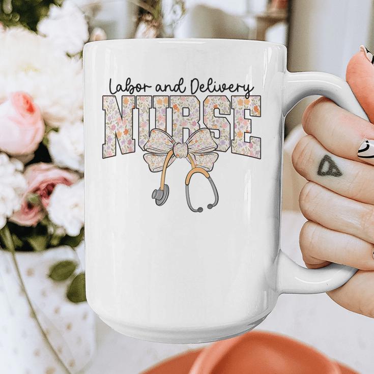 Labor And Delivery Nurse Stethoscope Coquette Bow Graduation Graphic Print Coffee Mug