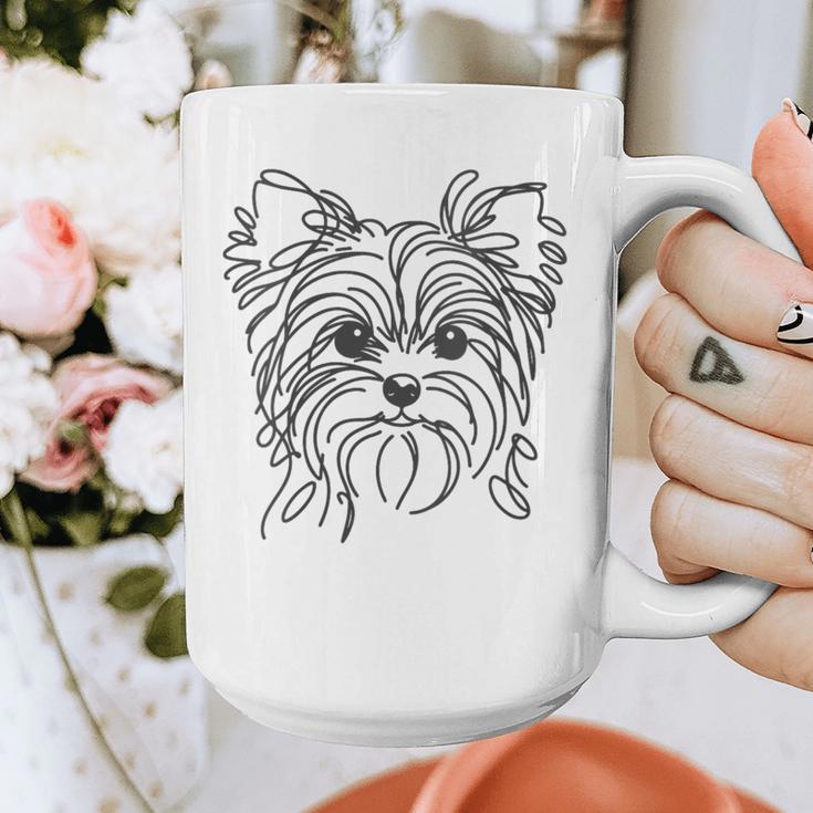 Line Art Dad Mom Dog Teecup Yorkie Graphic Print Coffee Mug