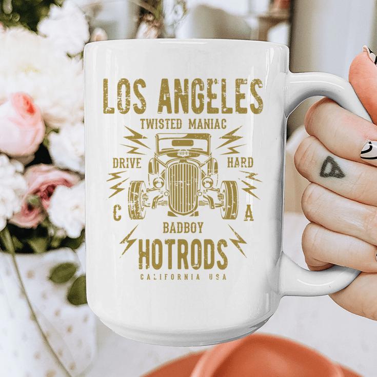 Los Angeles Hotrods Automotive Nostalgia Distressed Graphic Print Coffee Mug