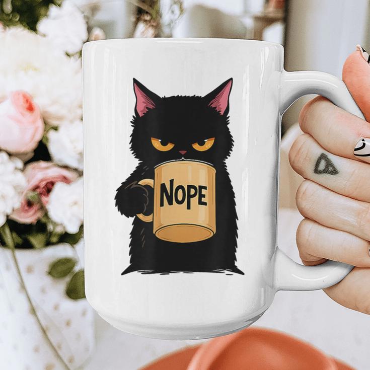 Nope Coffee Cat – Introvert Humor Monday Kitty Graphic Print Coffee Mug