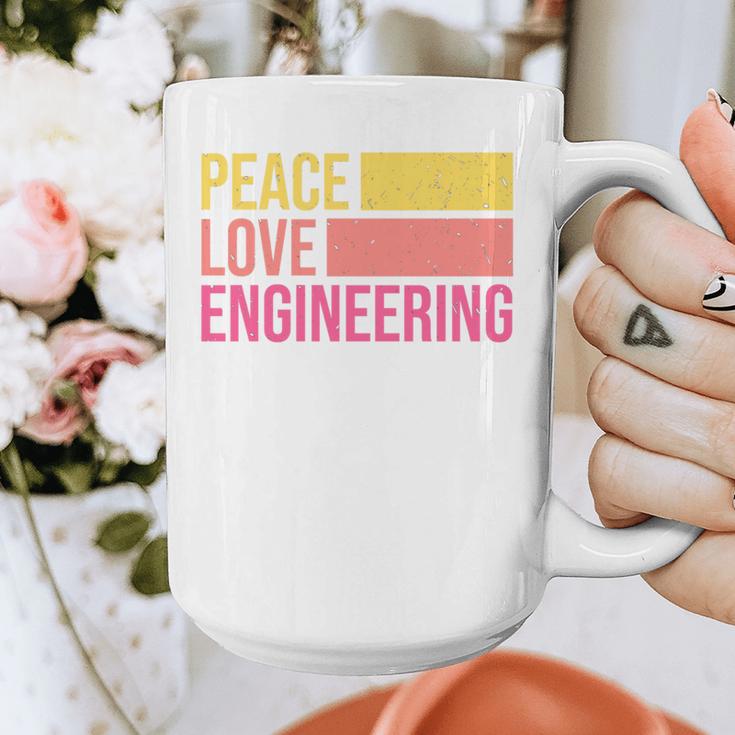 Peace Love Engineering Engineer School Graduation Retro Graphic Print Coffee Mug