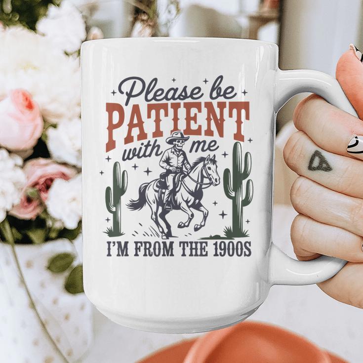 Please Be Patient I'm From The 1900s Cowboy Skeleton Graphic Print Coffee Mug