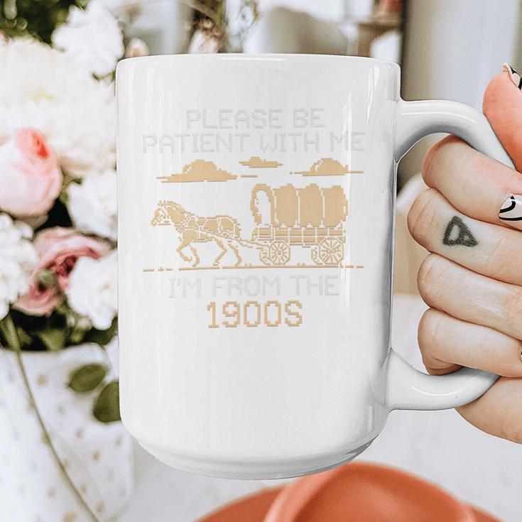 Please Be Patient I'm From The 1900s Retro Pixel Horse Wagon Premium Graphic Print Coffee Mug