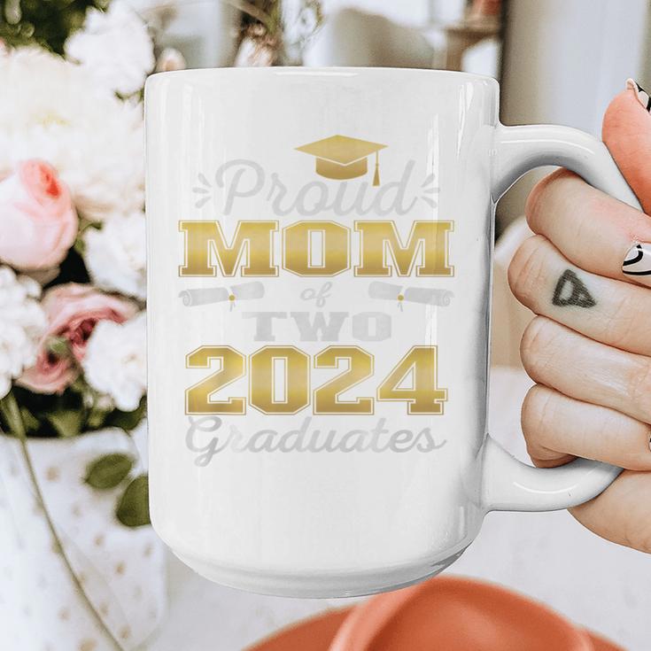 Proud Mom Of Two 2024 Graduate Class 2024 Graduation Family Premium Graphic Print Coffee Mug