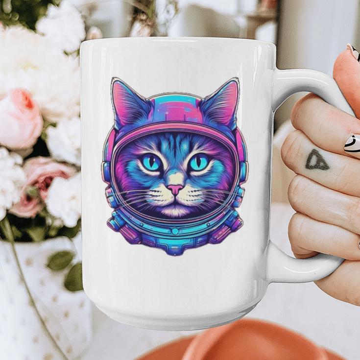 Retro 80s Cat In Space Suit Nostalgia Cat Vintage Astronaut Graphic Print Coffee Mug