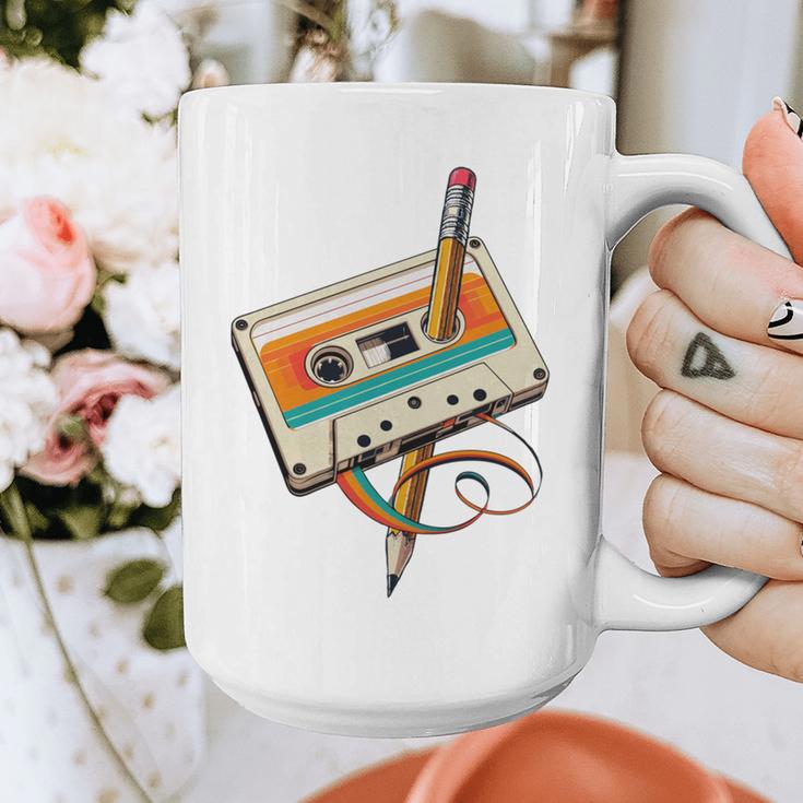 Retro Cassette Tape & Pencil Rewind Nostalgia Party 80s 90s Graphic Print Coffee Mug