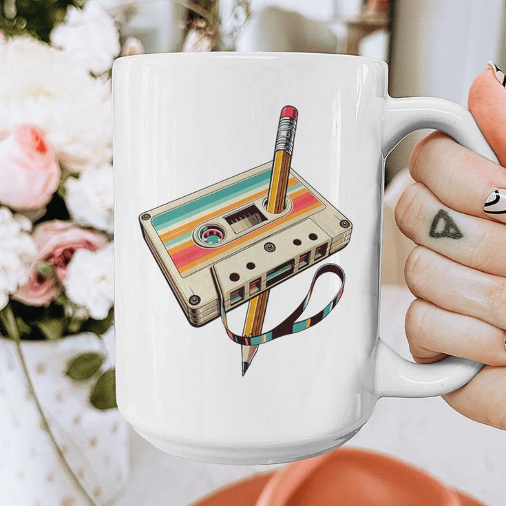 Retro Cassette Tape & Pencil Rewind Nostalgia Party 80s 90s Premium Graphic Print Coffee Mug