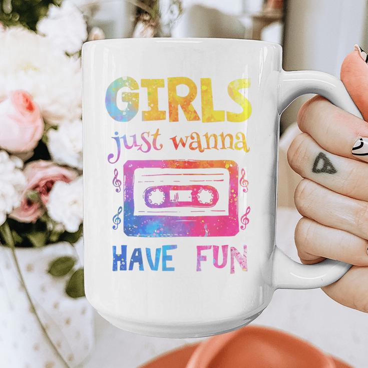 Retro Girls Just Wanna Have Fun Nostalgia 1980s 80's Premium Tri-Blend Graphic Print Coffee Mug