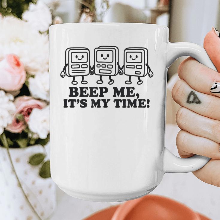 Retro Pager Squad Minimalist Monochrome Cartoon Nostalgia Graphic Print Coffee Mug