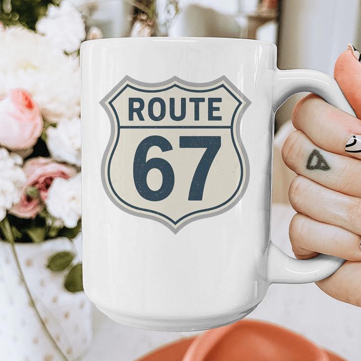 Retro Route 67 Highway Sign Vintage Road Nostalgia Premium Tri-Blend Graphic Print Coffee Mug Retro Route 67 Highway Sign Vintage Road Nostalgia Premium Tri-Blend Graphic Print Coffee Mug