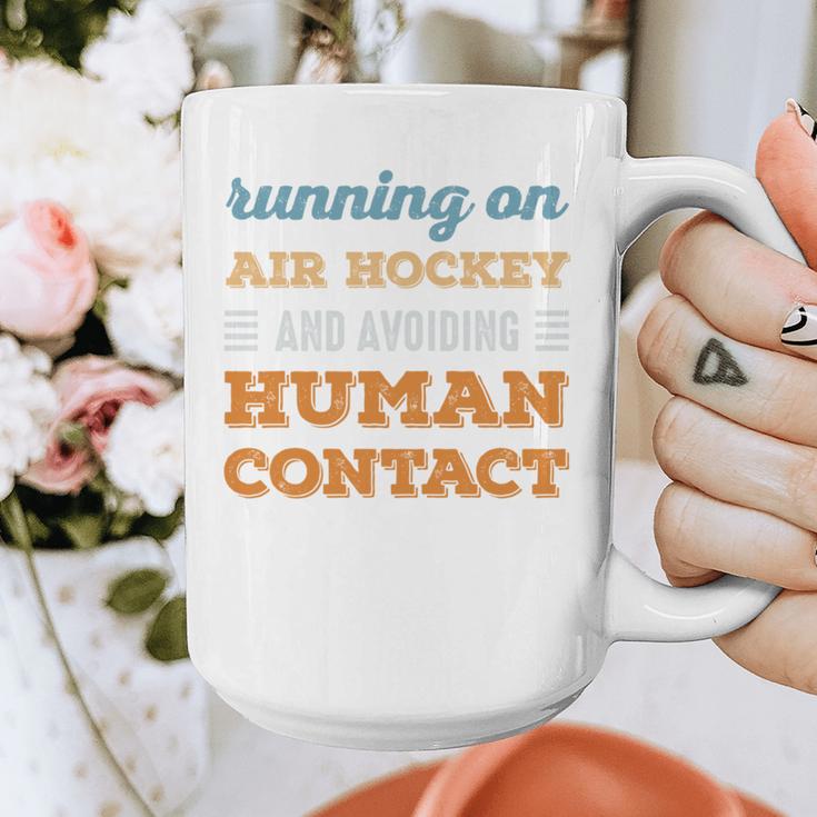 Running On Air Hockey Social Introvert Humor Vintage Graphic Print Coffee Mug