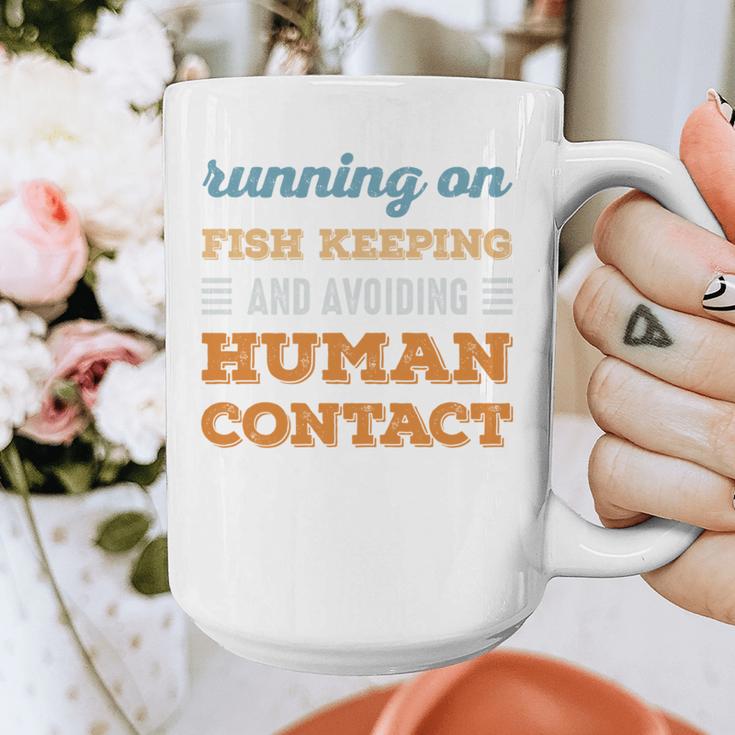 Running On Fish Keeping Social Introvert Humor Vintage Graphic Print Coffee Mug Running On Fish Keeping Social Introvert Humor Vintage Graphic Print Coffee Mug