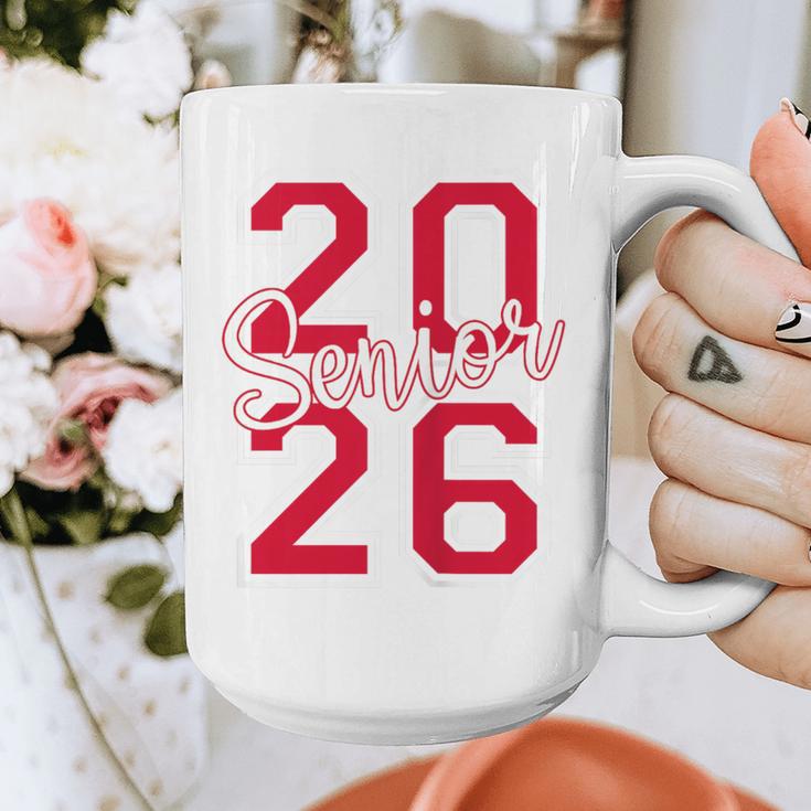 Senior 2026 Graduation Varsity Red Letters On The Back Graphic Print Coffee Mug