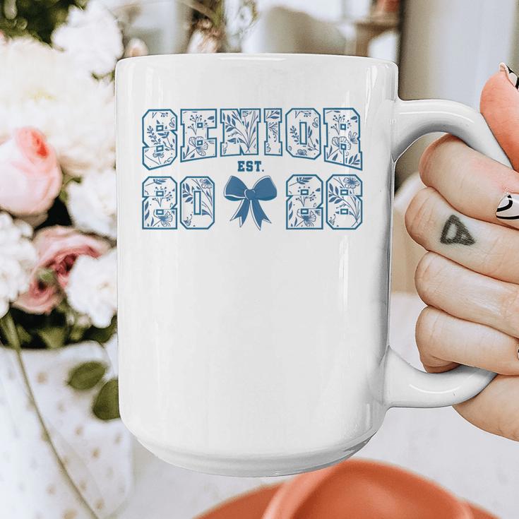 Senior 26 Graduation Class Of 2026 Bow Blue Toile Floral Graphic Print Coffee Mug