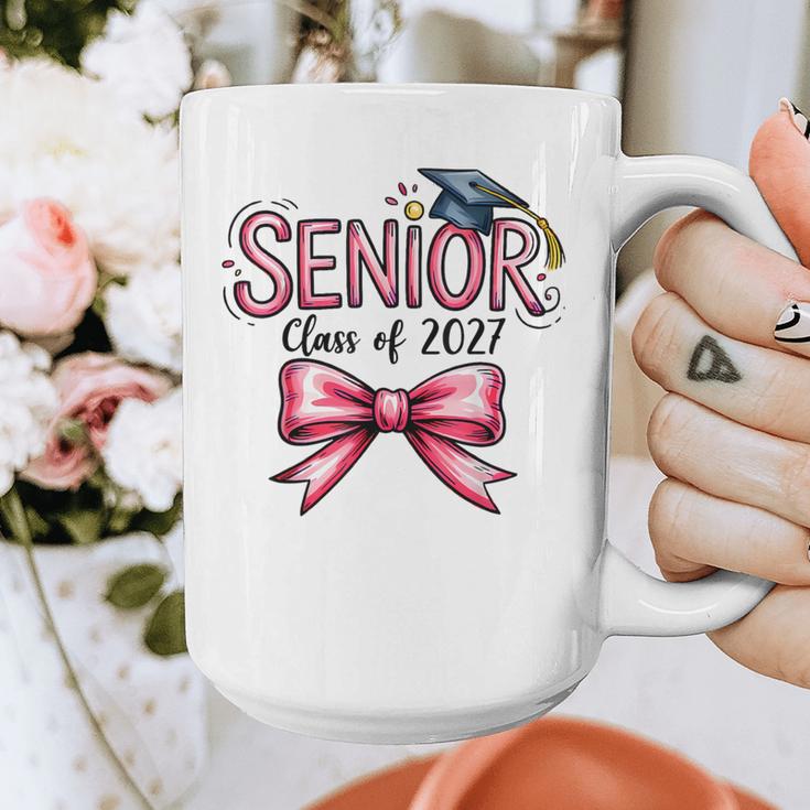 Senior Class Of 2027 Coquette Pink Bow Graduation 2027 Girls Graphic Print Coffee Mug