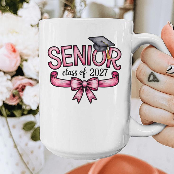 Senior Class Of 2027 Coquette Pink Bow Graduation 2027 Women Graphic Print Coffee Mug