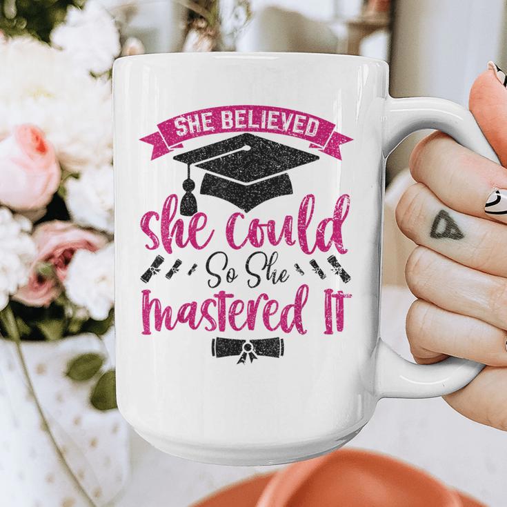 She Believed She Could So She Mastered It Graduation Graphic Print Coffee Mug