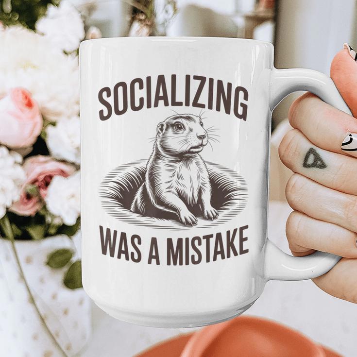 Socializing Was a Mistake Prairie Dog Introverts Humor Graphic Print Coffee Mug