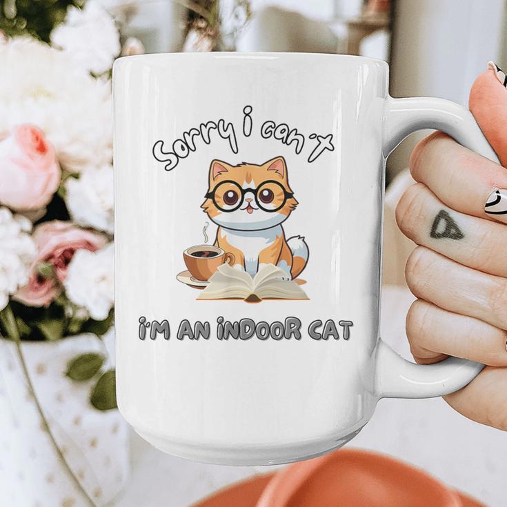 Sorry I Can't Indoor Cat Top For Introvert With Coffee Book Graphic Print Coffee Mug
