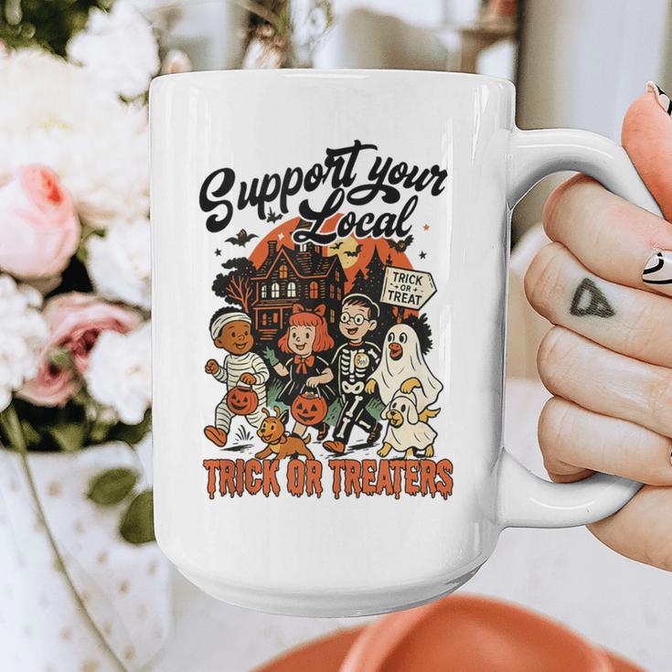 Support Your Local Trick Or Treaters Retro Spooky Nostalgia Graphic Print Coffee Mug