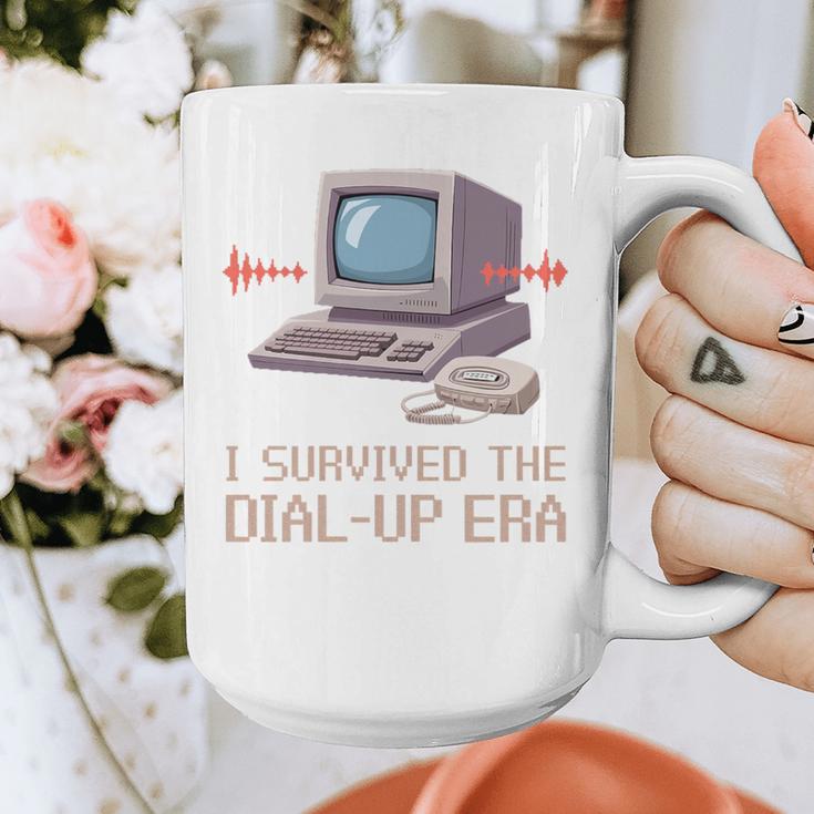 I Survived The Dial-Up Era Retro 90s Nostalgia Premium Tri-Blend Graphic Print Coffee Mug