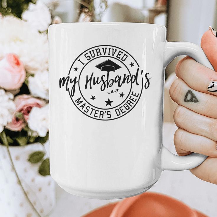 I Survived My Husband's Masters Degree Funny 2023 Graduation Graphic Print Coffee Mug