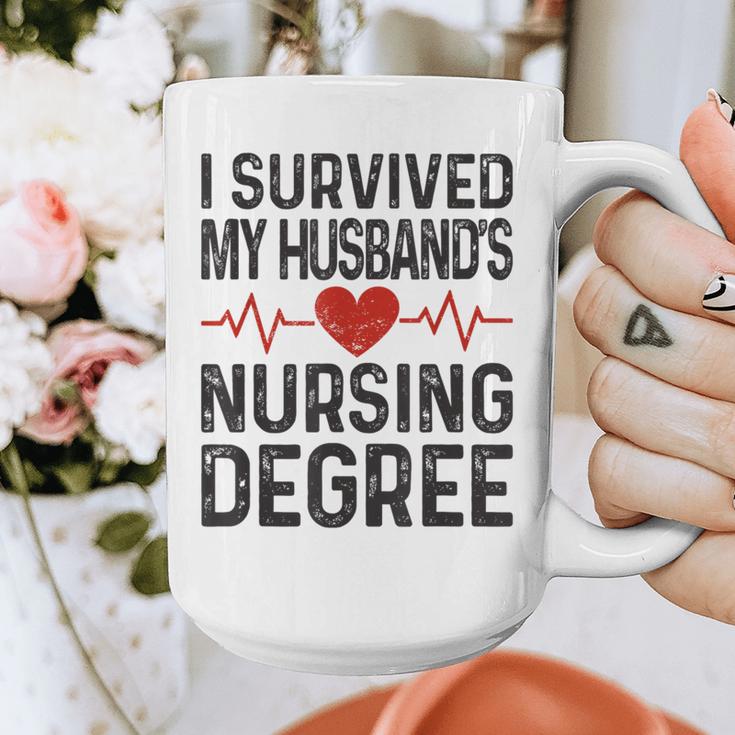 I Survived My Husband's Nursing Degree School Graduation Graphic Print Coffee Mug