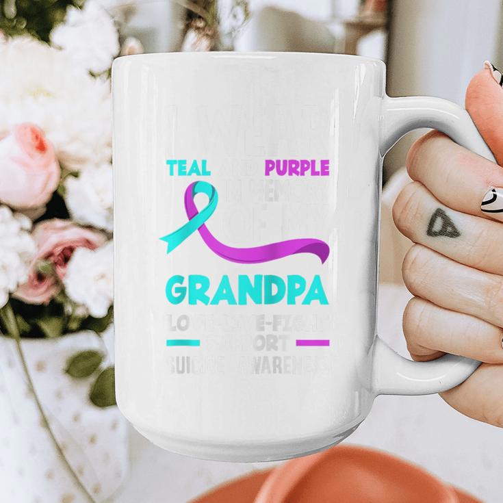 Teal & Purple In Memory Of My Grandpa Suicide Prevention Raglan Baseball Tee Graphic Print Coffee Mug