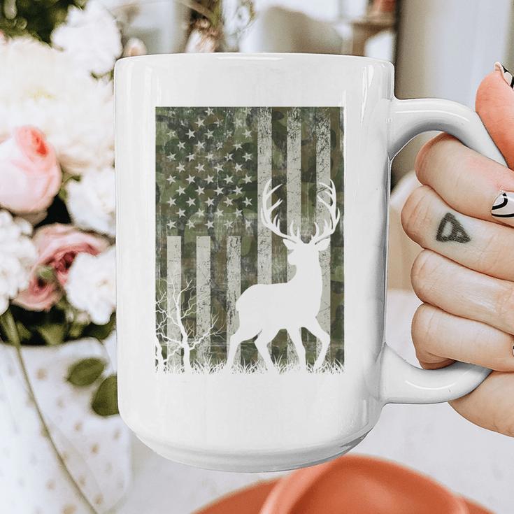 US Flag Deer Elk Buck Camoflage Hunting Hunter Dad Grandpa Graphic Print Coffee Mug