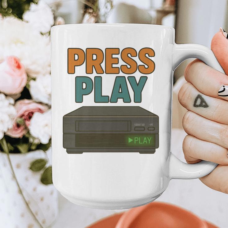 VHS Cassette Retro Analog Nostalgia Theme Premium Graphic Print Coffee Mug