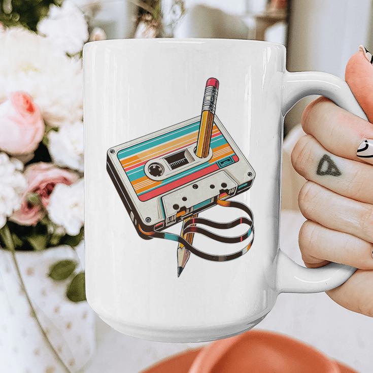 Vintage Cassette Tape And Pencil Nostalgia Party 70s 80s 90s Premium Graphic Print Coffee Mug