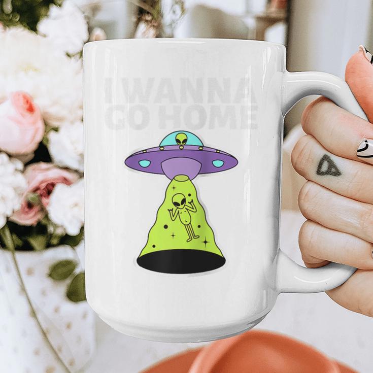 I Wanna Go Home Introvert UFO UAP Flying Saucer Trippy Alien Raglan Baseball Tee Graphic Print Coffee Mug