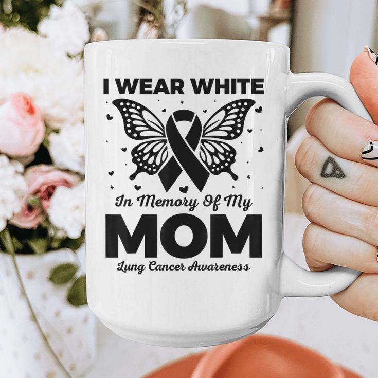 I Wear In Memory Of My Mom Butterfly Lung Cancer Graphic Print Coffee Mug