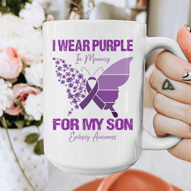 I Wear Purple In Memory For My Son Epilepsy Awareness Ribbon Graphic Print Coffee Mug
