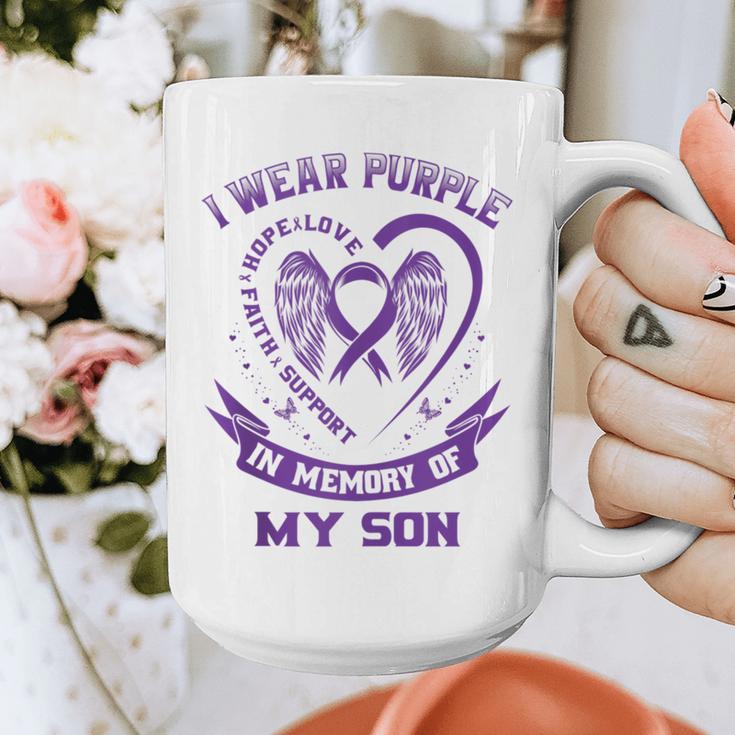 Wear Purple In Memory Of My Son Pancreatic Cancer Awareness Graphic Print Coffee Mug