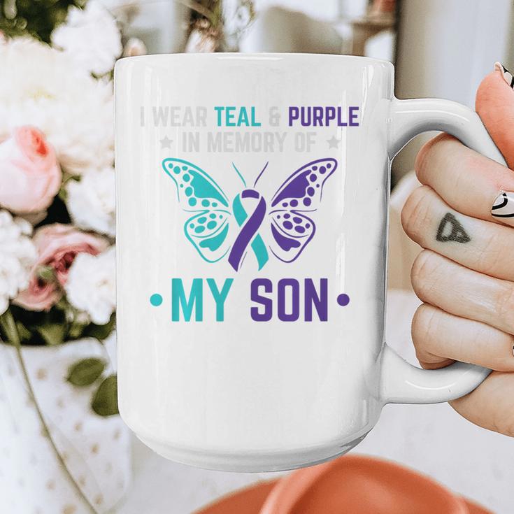 I Wear Teal Purple In Memory Of My Son Suicide Awareness Premium Tri-Blend Graphic Print Coffee Mug I Wear Teal Purple In Memory Of My Son Suicide Awareness Premium Tri-Blend Graphic Print Coffee Mug