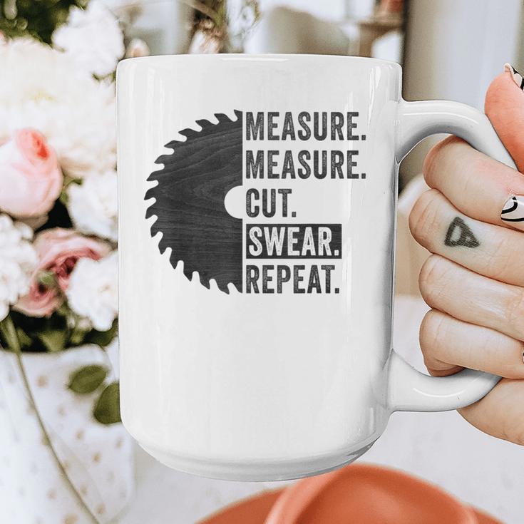 Woodworking Dad Measure Cut Swear Handyman Fathers Day Graphic Print Coffee Mug
