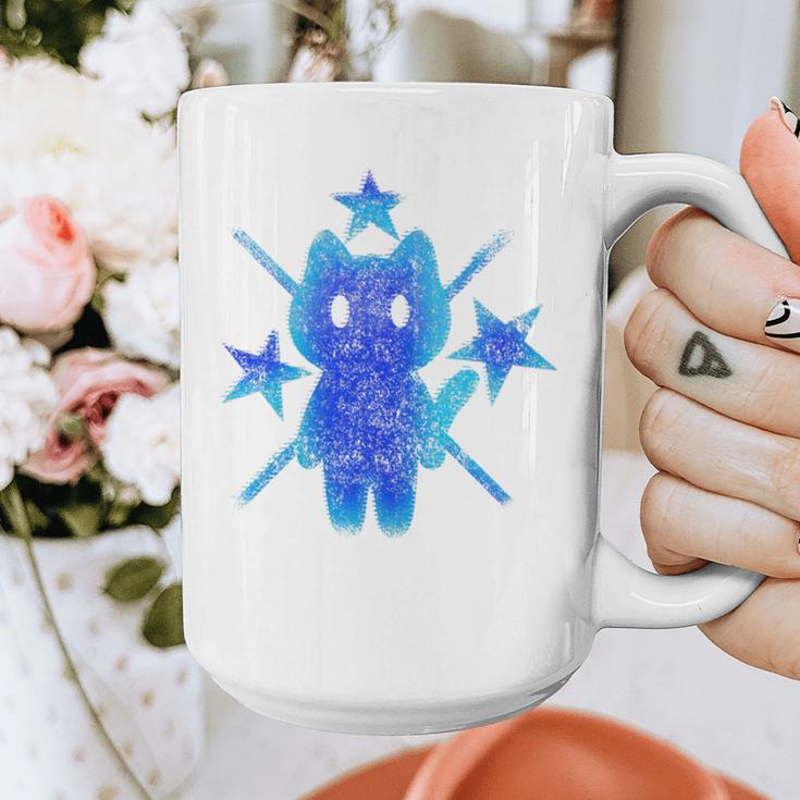 Yk2 Grunge Earthy Blue Cat With Stars Tomboy 90s Nostalgia Premium Tri-Blend Graphic Print Coffee Mug Yk2 Grunge Earthy Blue Cat With Stars Tomboy 90s Nostalgia Premium Tri-Blend Graphic Print Coffee Mug