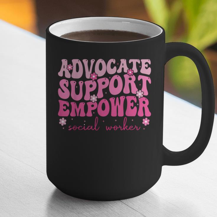 Advocate Support Empower Groovy Social Worker Graduation MSW Graphic Print Coffee Mug