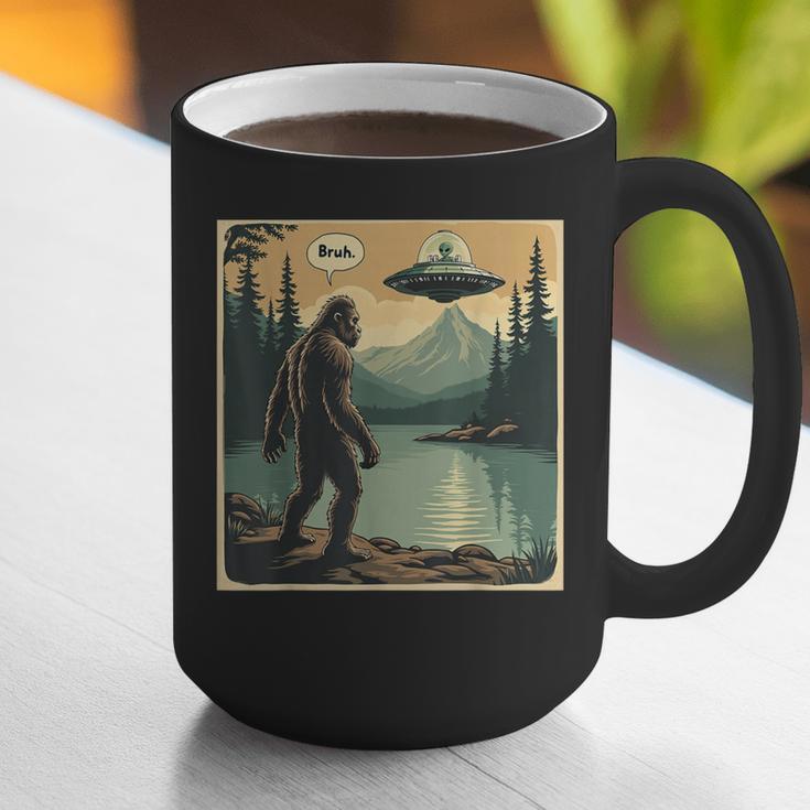 Bigfoot Sasquatch Alien Spaceship UFO Introvert Bruh Graphic Print Coffee Mug Bigfoot Sasquatch Alien Spaceship UFO Introvert Bruh Graphic Print Coffee Mug