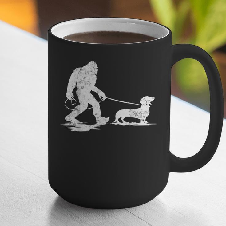 Bigfoot Walking Dachshund Tee Wiener Dog Dad Graphic Print Coffee Mug