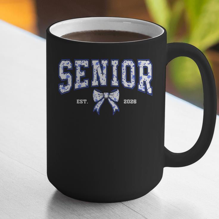 Blue Bow Coquette Floral Senior 2026 Graduation Class Graphic Print Coffee Mug