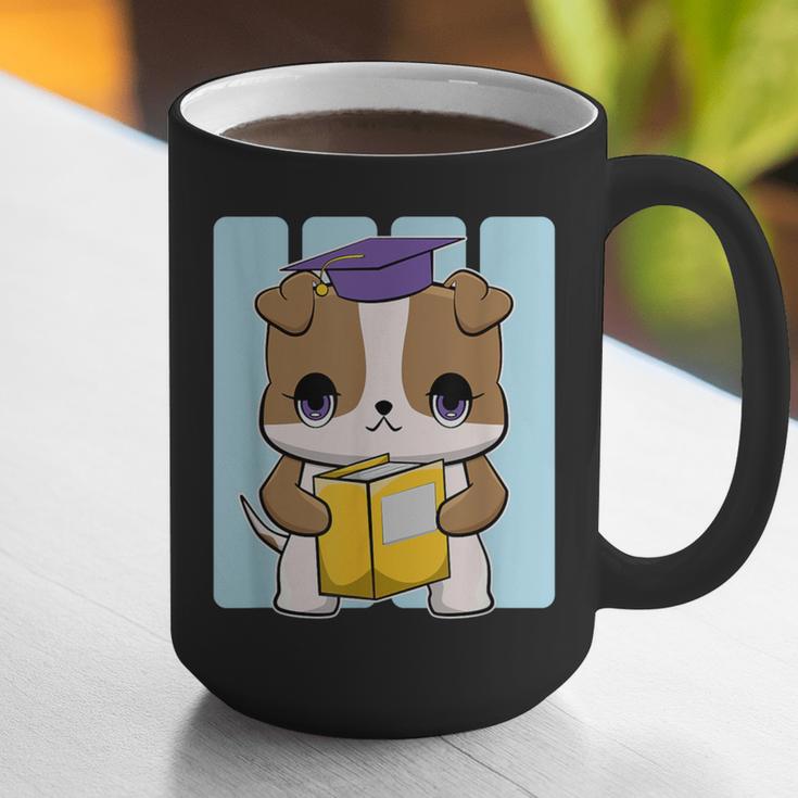 Bulldog Anime Pup Graduation Graphic Print Coffee Mug