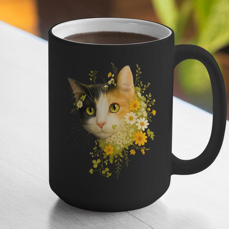 Calico Cat With Flowers For Mom Dad Women Men Kids Botanical Graphic Print Coffee Mug Calico Cat With Flowers For Mom Dad Women Men Kids Botanical Graphic Print Coffee Mug