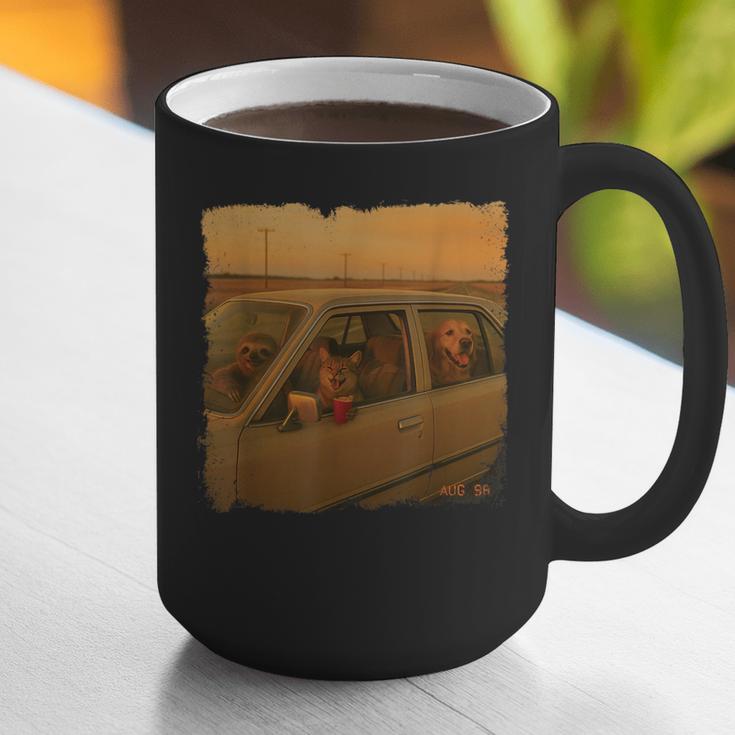 Cat Sloth Dog Retro Nostalgia Roadtrip Photo Graphic Print Coffee Mug Cat Sloth Dog Retro Nostalgia Roadtrip Photo Graphic Print Coffee Mug