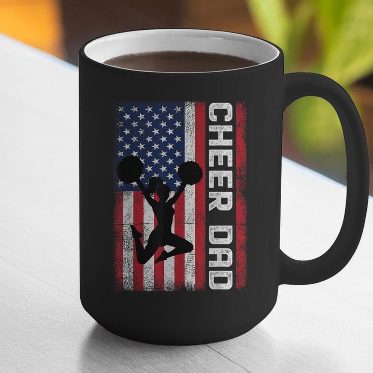 Cheer Dad American Flag Cheerleader Support Graphic Print Coffee Mug